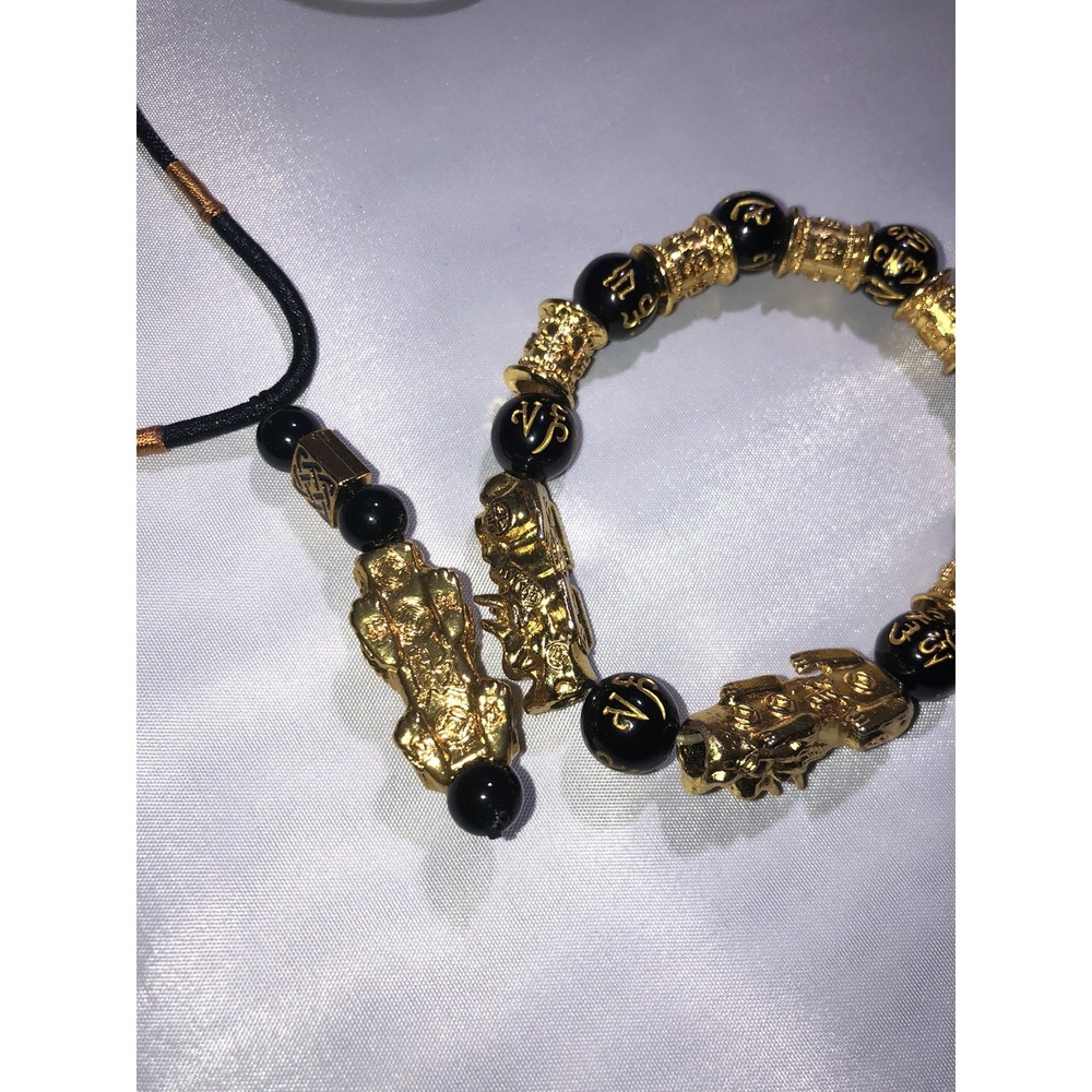 Feng Shui Black Obsidian Beads Bracelet Attract Wealth & Good Luck Bangle pixiv